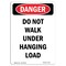 Signmission OSHA, Portrait Do Not Walk Under Hanging Load, 14in X 10in Rigid Plastic, 10" W, 14" L, Portrait OS-DS-P-1014-V-1762 - alternate 1